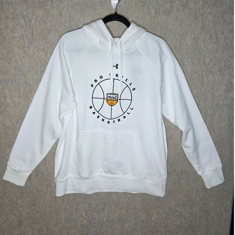 NWT Under Armour Pro Skills Basketball Hoodie Mens Large White Fleece Pullover.